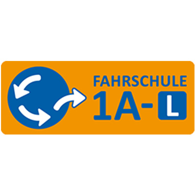 Logo der Fahrschule 1A-L mit Kreisverkehrsymbol.
